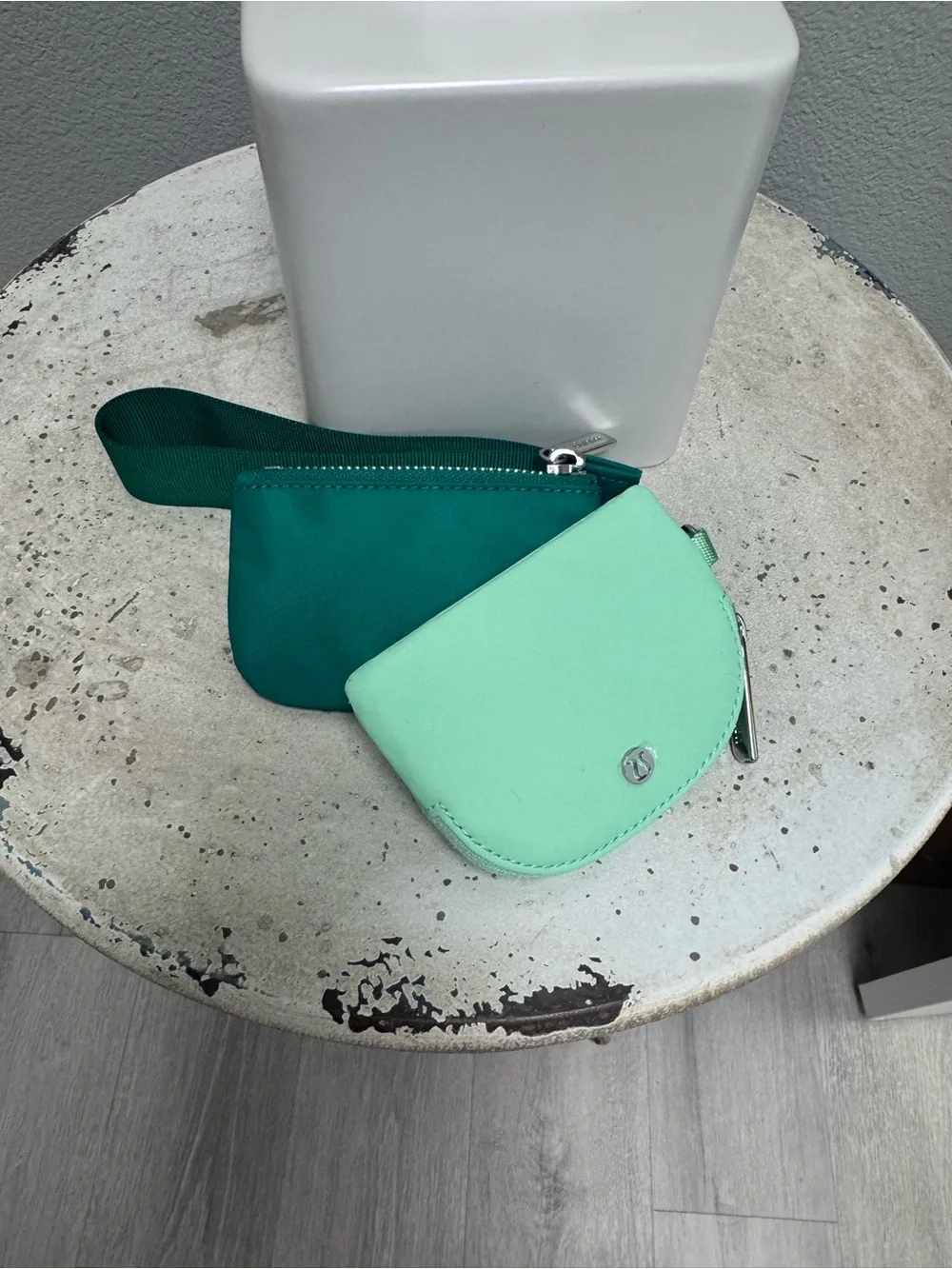 lululemon athletica Mint Green and Teal Double Pouch Wristlet